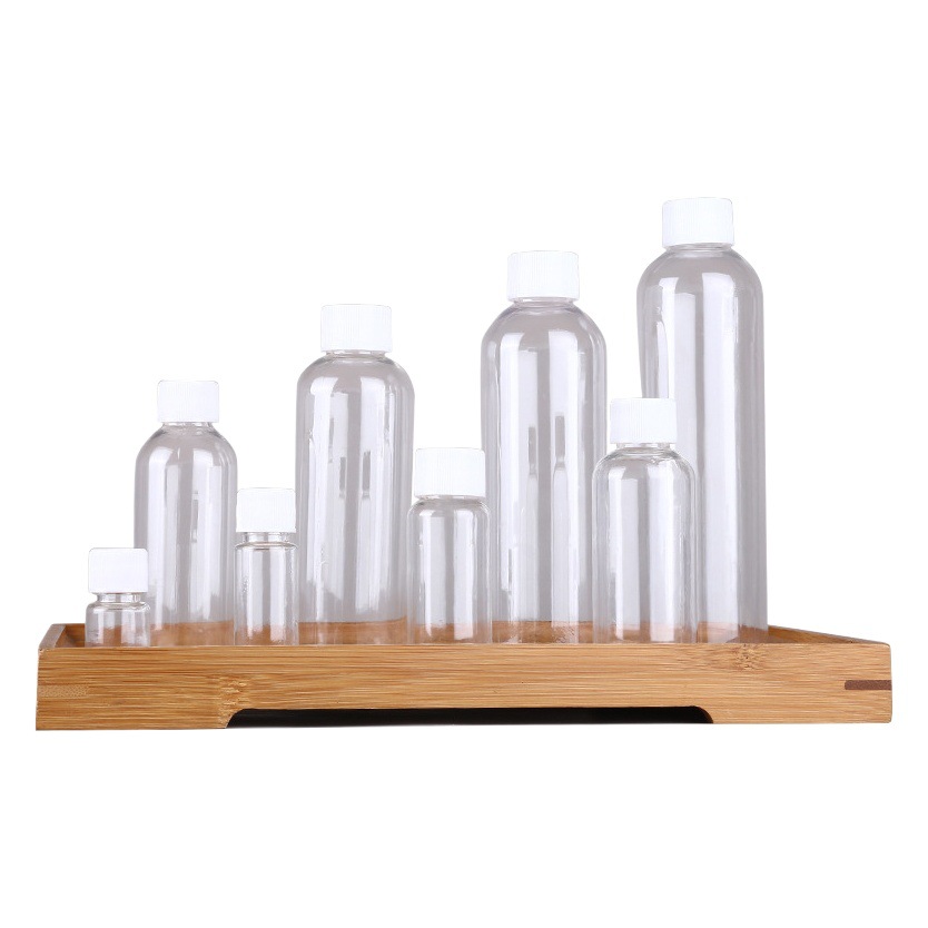 Plastic Bottle Pet Transparent Pe White Sealed Small Bottle with Lid Liquid Water Agent Screw Cap Travel Small Mouth Dispensing Bottle