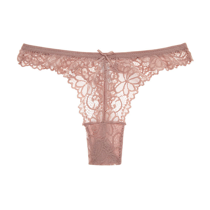 Picture of Thong Women's European and American Foreign trade sexy lace sexy women's underwear Low Waist Seamless transparent hollow T pants