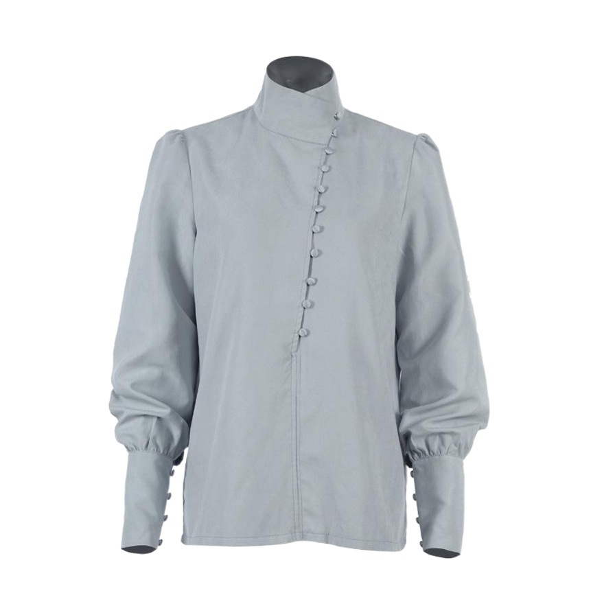 Chinese style stand collar long sleeve shirt 2024 new autumn women's white commuter professional casual fashion shirt autumn and winter