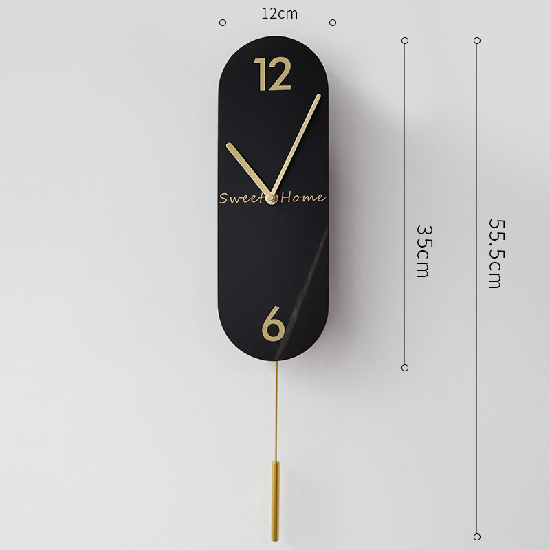 Picture of Modern Light Luxury Swing Wall Clock: Cocoa Sea Marble Rock Plate Spanish Minute Style Decorative Clock