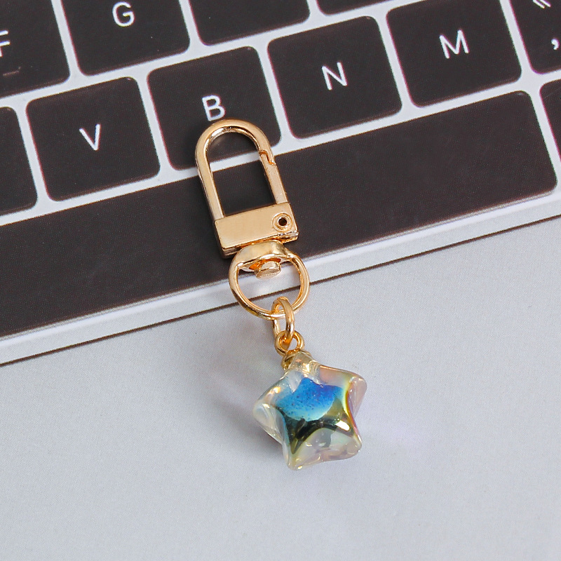 Picture of ins style AB color love beads keychain pendant diamond-shaped cut hanging hole door buckle girl's heart bag bag hanging jewelry