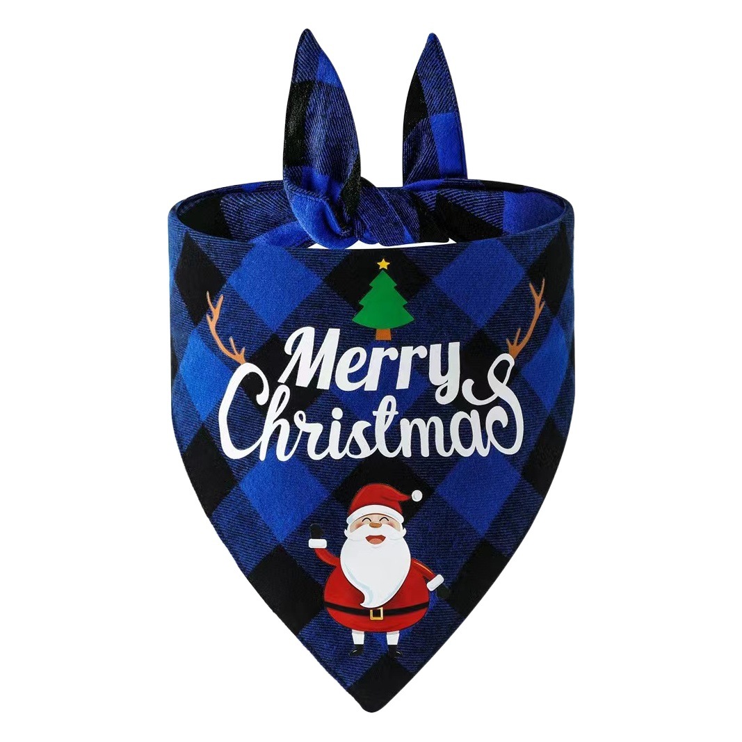 Cross-border Christmas holiday wrapping pet small, medium and large dog dog cat teddy triangle towel saliva circumference