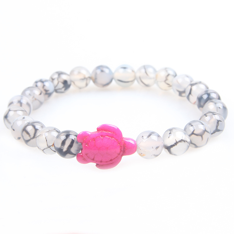 Picture of Zhou Lianfa 8MM Decorative Lava Volcanic Stone Beads Turquoise Cross Elastic Elastic Bracelet for Men and Women