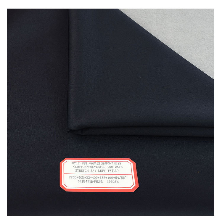 Cotton polyester Tetra 3/1 left oblique 195GSM twill ct base elastic twill twill ct