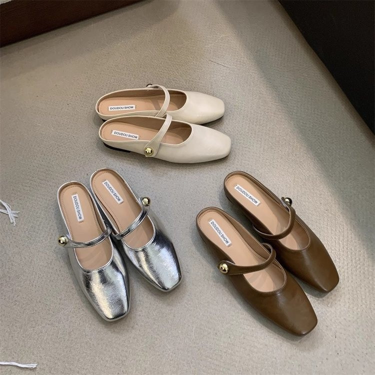 French Style High Sense Design Sense Baotou Half Slippers Women's 2024 Summer New Outfit Flat Niche Muller Shoes