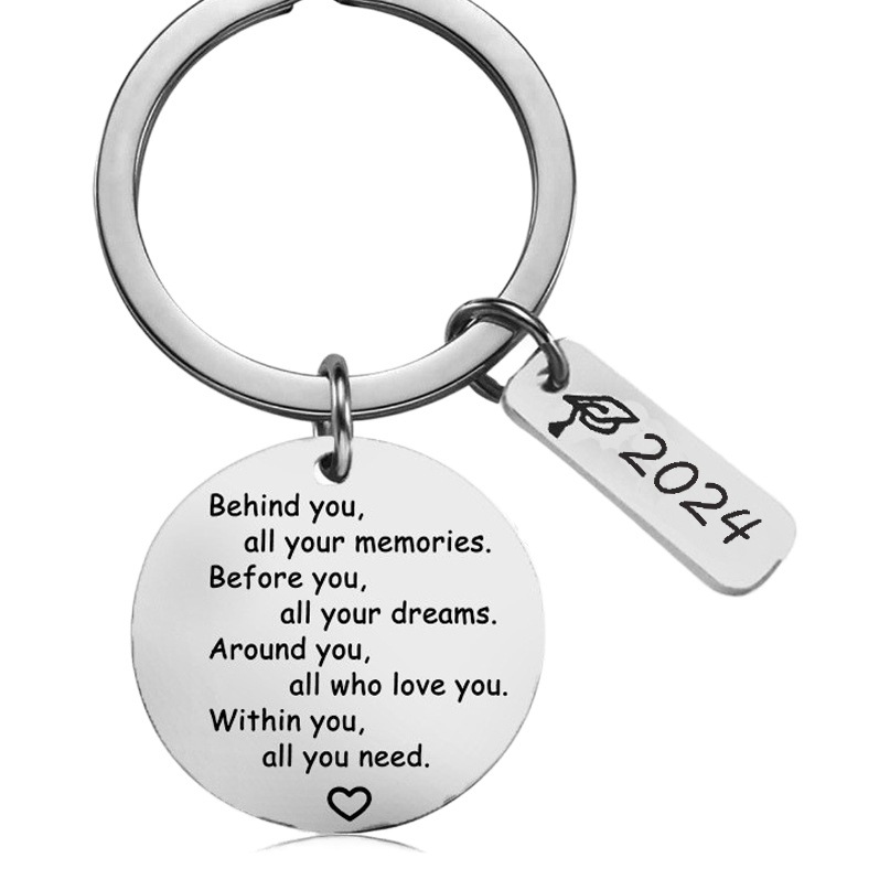 2025 graduates gift stainless steel keychain behind you all you... inspirational positive energy