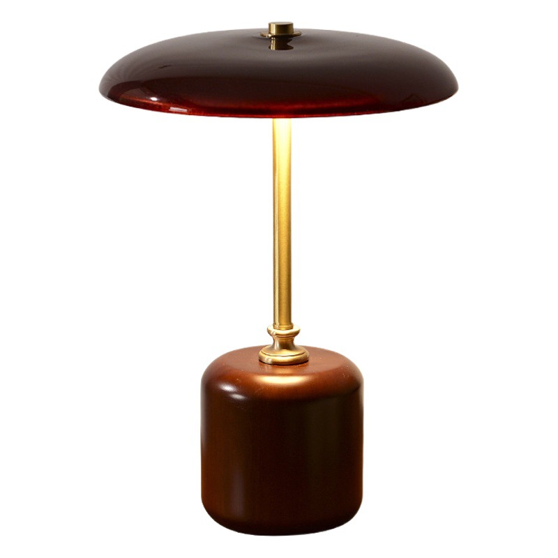 Cross-Border American Medieval Table Lamp Light Luxury Designer Living Room Study Bedroom Bedside Lamp Brass Glass Atmosphere Table Lamp