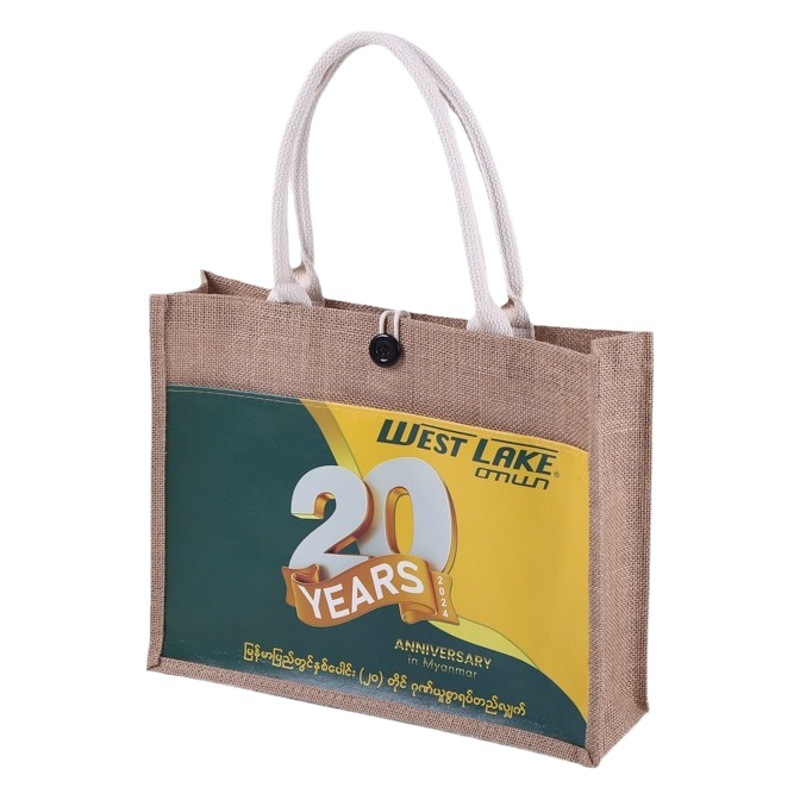 Hand-painted linen bag DIY environmentally friendly cotton linen jute batch custom LOGO advertising gift linen handbag