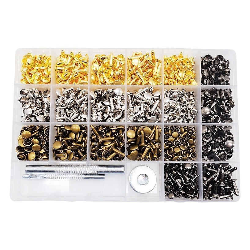 600 set of installation tools leather goods leather metal decoration double-sided rivet female buckle double-sided staple cap nail