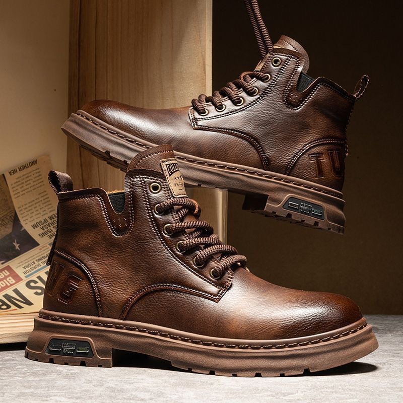 Men's Martin Boots in the Same Style, New Trendy Fashion British Work Boots, Casual Large Size Korean Version Versatile Men's Shoes