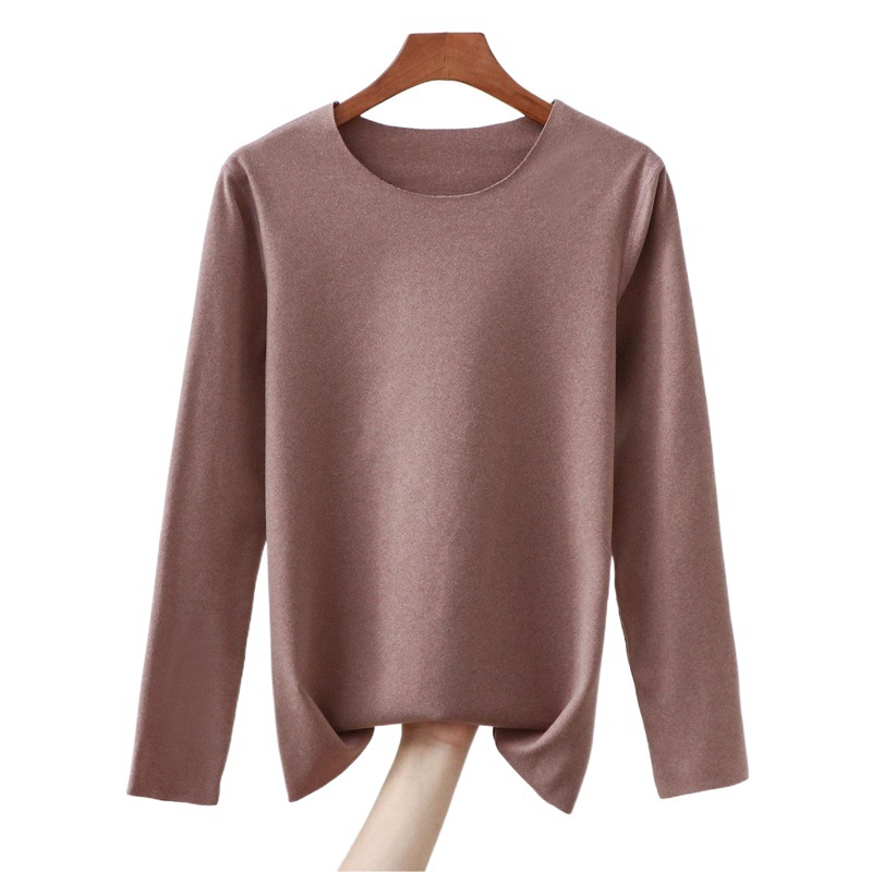 Add fat to increase the size of fat MM200 kg seamless velvet crew neck bottoming shirt long sleeve thermal underwear jacket women's autumn clothing