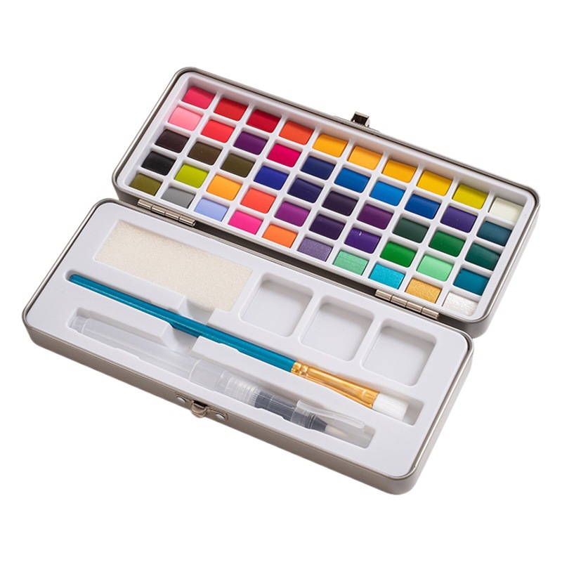 Ziyunxuan 50 Color Solid Watercolor Pigment Iron Boxed Beginner Hand-painted Block Portable Pigment in stock Wholesale