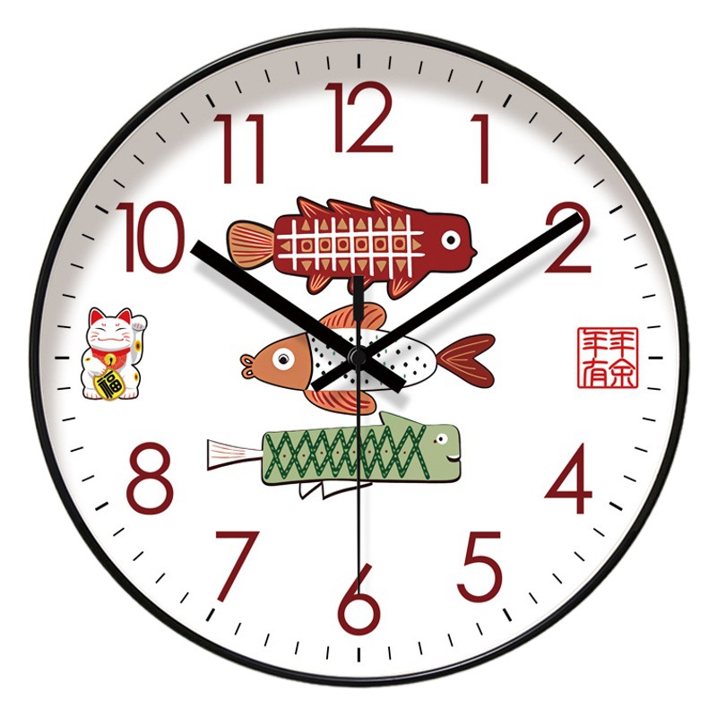 Ipura 6671 Simple Cute Fresh Wall Clock Living Room Clock Cat Nordic Clock Mute Seconds Sweeping Quartz Clock