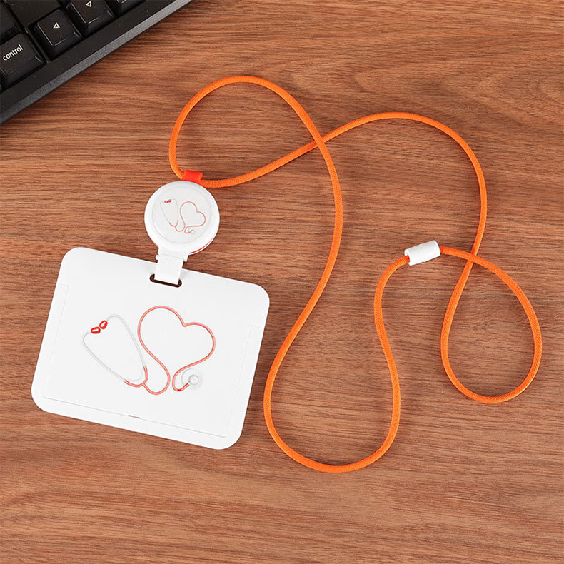 Picture of Qiuyu Hospital Easy Pull Buckle Hanging Neck Card Set Work Certificate Hanging Rope Telescopic Buckle Breast Card Meal Card Access Control Easy Pull