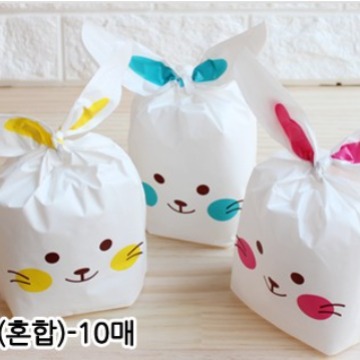 Spot new Korean three-color beard rabbit ear bag candy bag gift packaging bag 50 Pack 10*17