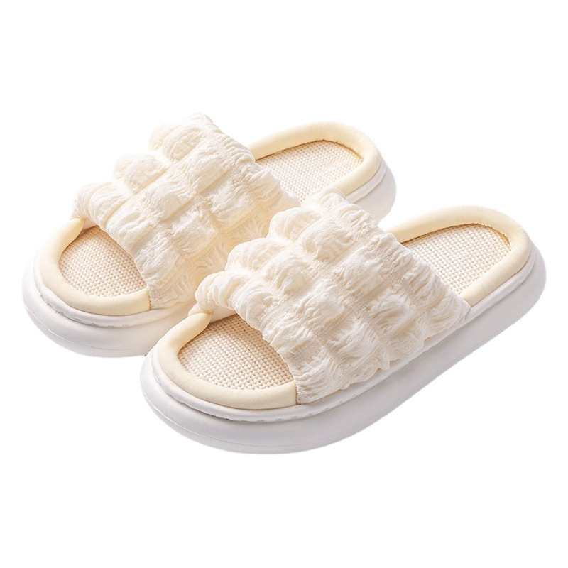 Little Red Book recommend Puff EVA Thick Bottom Linen Slippers Women's Spring and Autumn Indoor Silent Home Soft Bottom Slippers for Women