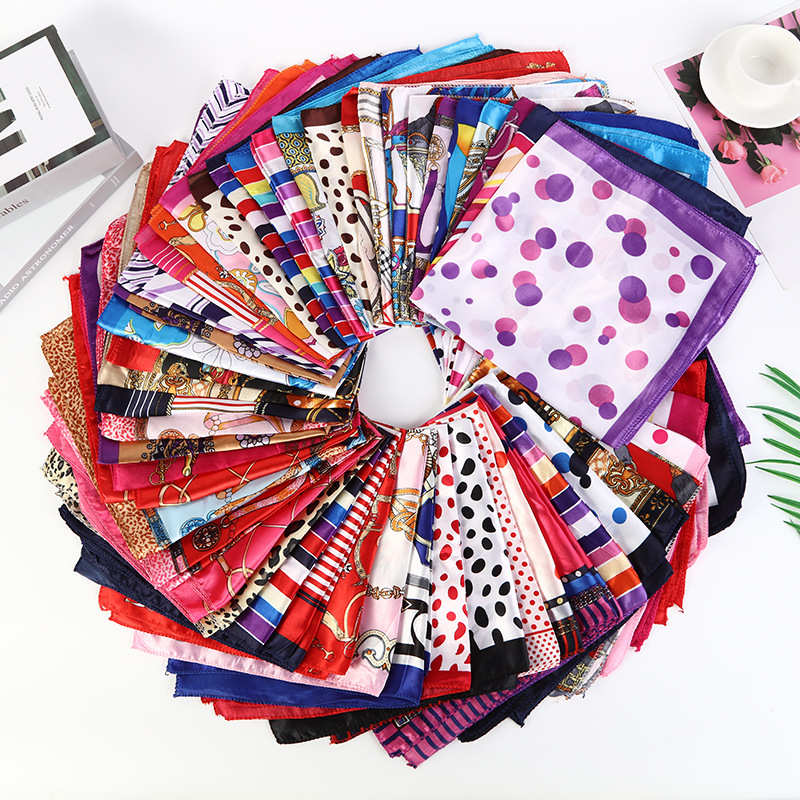 Cross-border wholesale 50cm colored printing a variety of small square scarf Korean version of small scarf professional dress ladies printed scarf