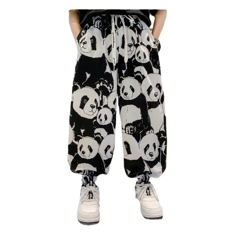 Children's Wear Summer Boy's Ice Silk Pants Anti-mosquito Pants Large Children's Thin Casual Pants Children's Western-style All-match Trendy Sports Pants