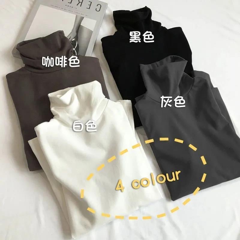 Double-Sided Velvet Constant Temperature Warm T-Shirt Women's Long-Sleeved High Collar Base Shirt Autumn and Winter Korean-Style New Inner Top