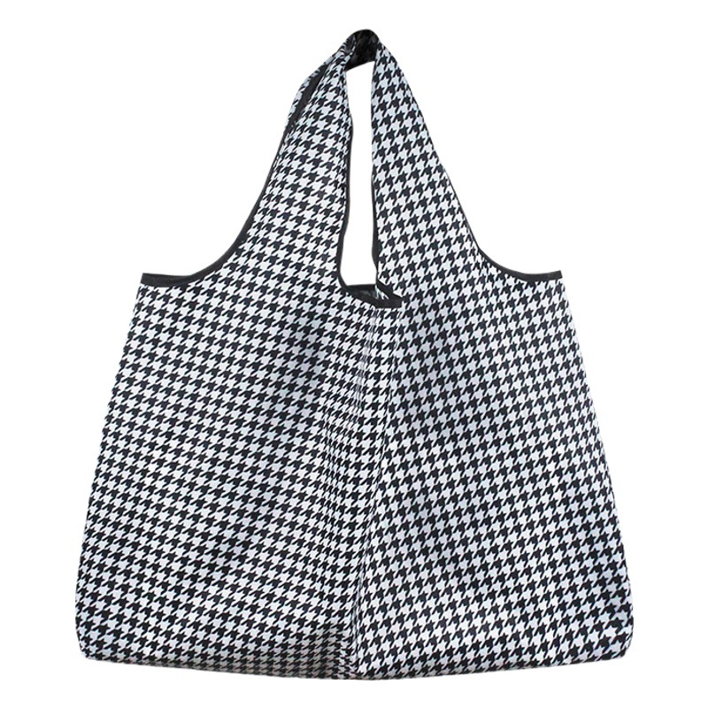 Houndstooth Eco-Friendly Shopping Bag Grocery Bag Supermarket Oxford Cloth Bag Foldable Tote Bag Foldable Design