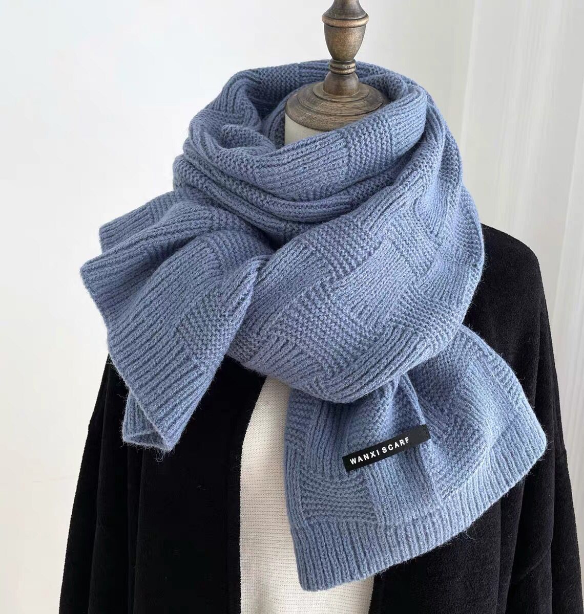Picture of Douyin Live New Large Checkerboard Knitted Scarf Women's Korean Style Autumn and Winter Easiest for Match Color Block Plaid Warm Scarf