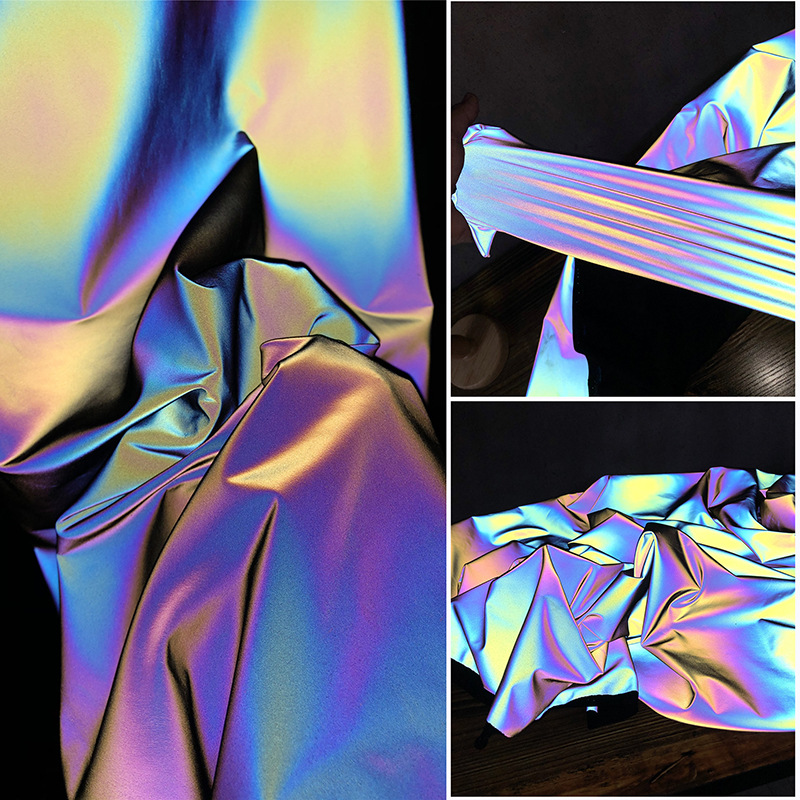 Four-Sided Elastic Colorful Reflective Fabric Laser Phantom Thickeneded Reflective Warning Fabric Designer Creative Fabric