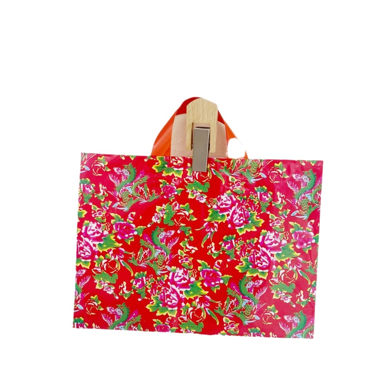 Northeast big flower bag wholesale plastic portable clothing gift printing bag clothing store shopping children's clothing store packaging