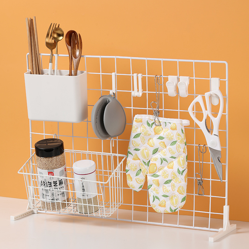 Mesh Sheet Storage Rack Kitchen Countertop Multi-purpose Storage Rack Organker recommend Special Dense Mesh Hook Basket suit