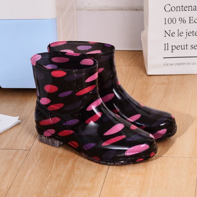 Rain Boots women's short fashion water shoes fleece-lined warm water boots non-slip thick wear-resistant spring and autumn waterproof shoes mid-calf rain boots