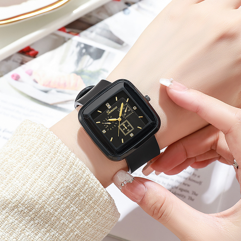 Picture of Square Fashion Autumn and Winter Niche Student Watch Simple Silicone Strap Ins Korean Style Women's Watch Quartz Watch Women