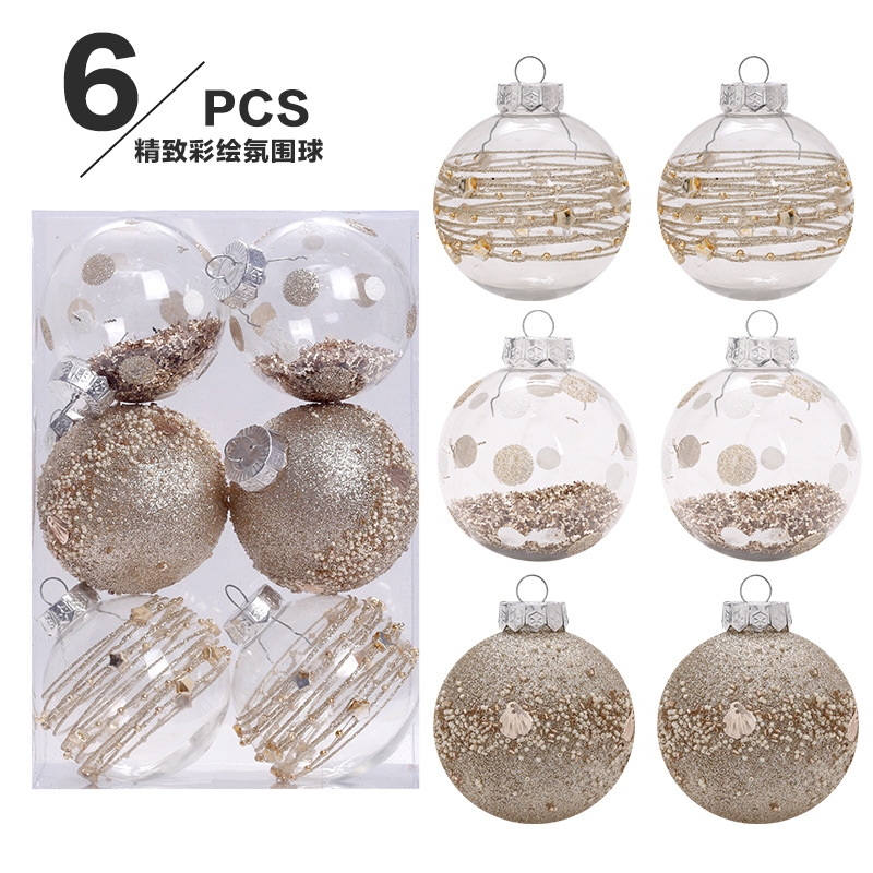 Cross-border New Products Nordic Style Transparent 8CMPET Christmas Ball suit Christmas Tree Pendant Christmas Decorations