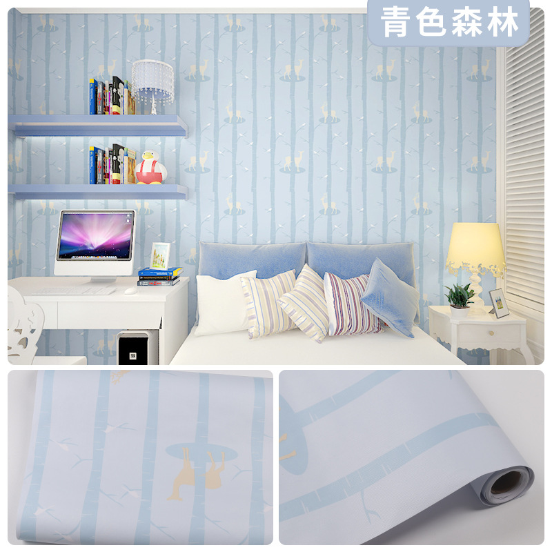 Picture of Wallpaper Self-adhesive Waterproof Moisture-proof Bedroom Background Wall Wallpaper Living Room Bedroom Dormitory Children's Room Cartoon Decorative Wall Stickers