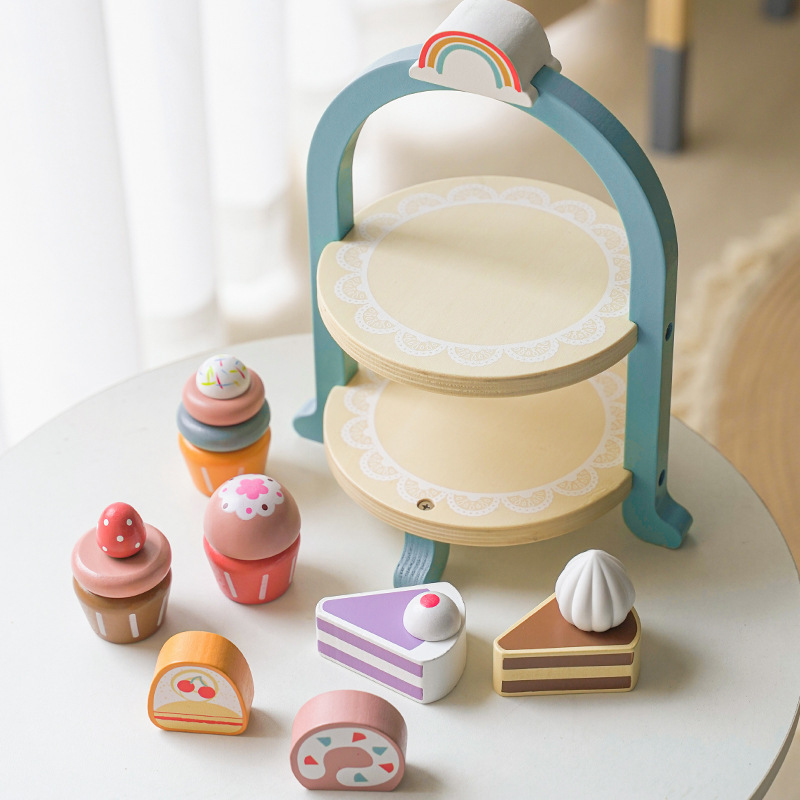 Picture of Play House Simulation Cake Royal Afternoon Tea Children's Educational Kitchen Double Dessert Rack Parent-Child Interactive Toys