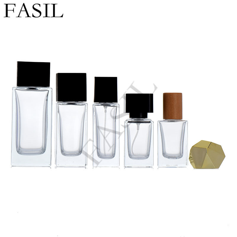 Factory in stock 30 ml35ml50ml100ml square wooden lid thickened cosmetics bottles