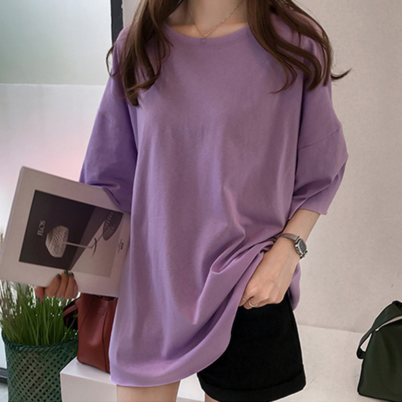 Summer 2025 New Candy Color T-shirt Women's Short Sleeve Student Loose Han Fan ins Half Sleeve Upper Clothes Women's Wholesale