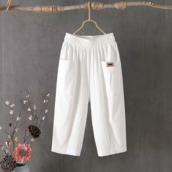 Picture of Cotton and Linen Capri Pants Women's Summer Loose plus size Linen Loose Waist Small Feet Harlan Pants All-match Casual Pants 8207