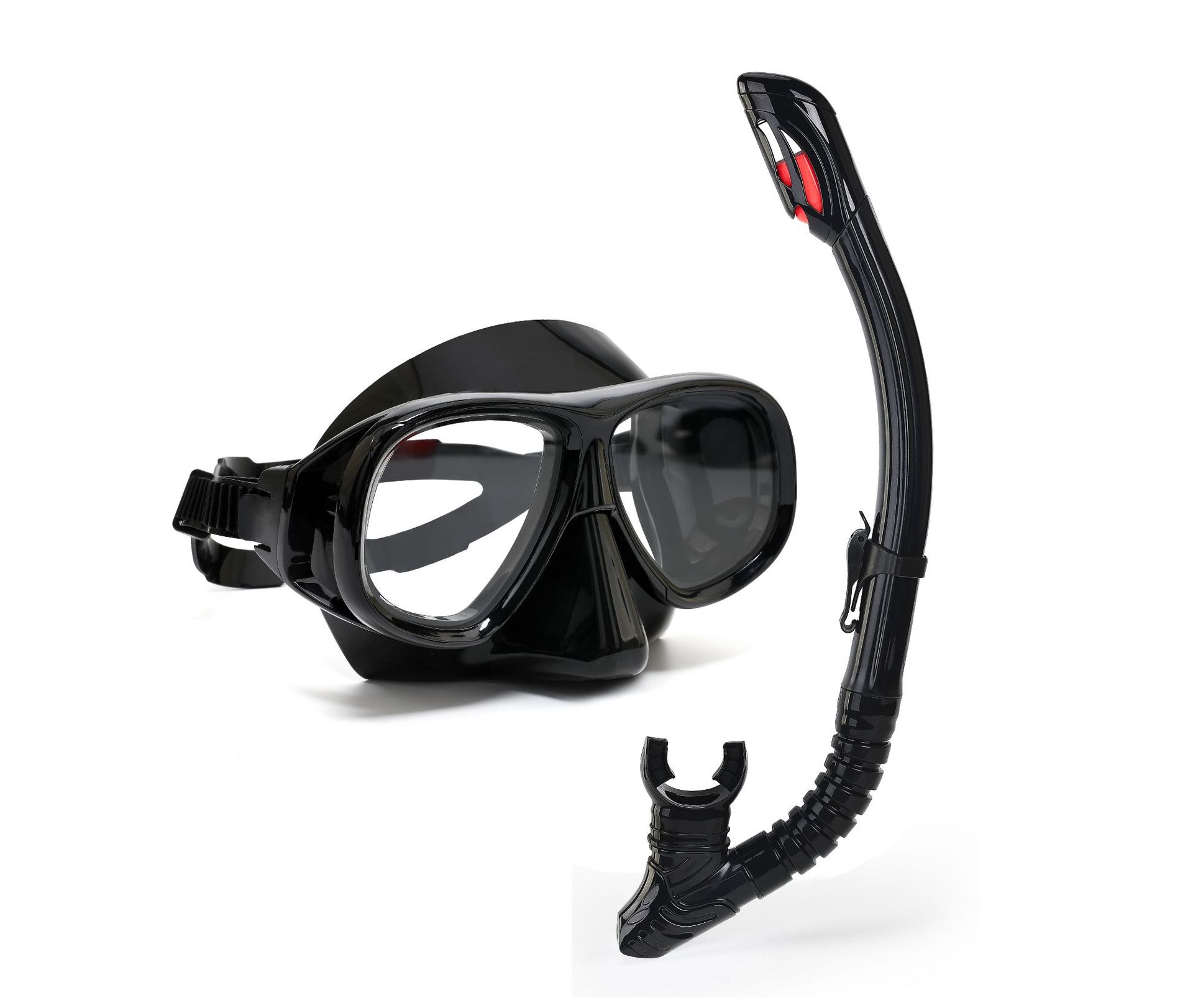 Picture of wave professional snorkeling two-piece silicone full dry breathing tube large frame with degrees diving goggles