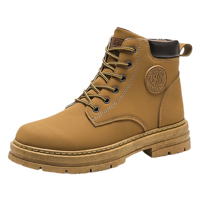 Martin Boots Men's Autumn and Winter New Internet-famous Rhubarb Boots Korean-style All-match High-top Trendy Shoes Non-slip Wear-resistant Workwear Boots