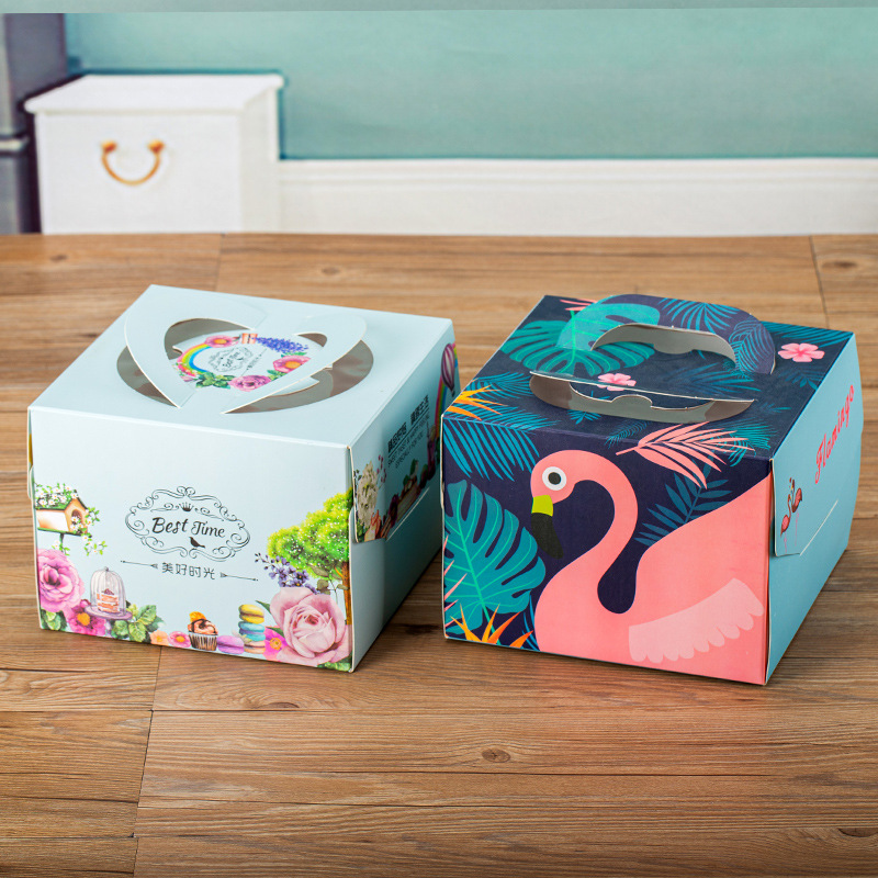 Cake box custom 4/6/8/10 inch portable birthday cake packaging box lasagna mousse cheese baking packaging box