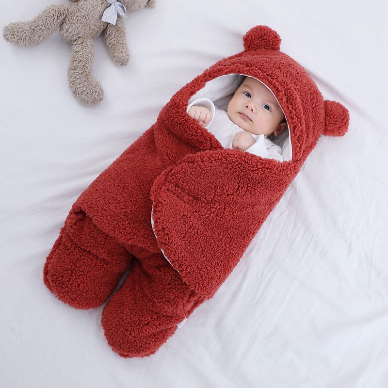 Picture of Baby Holding Sleeper Autumn and Winter Thickened Newborn Baby Swaddling Supplies Anti-startling Outgoing Bag Sleeping Bag
