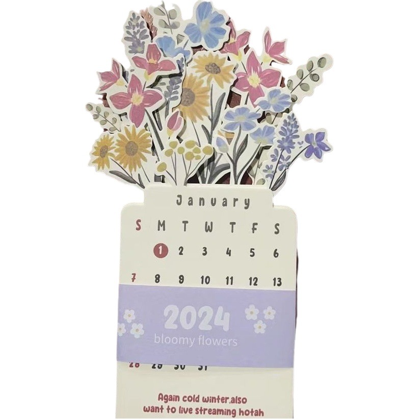 Cross-Border Calendar 2026 Bloomy Flowers Desk Calendar Flowers Blooming Desktop Calendar