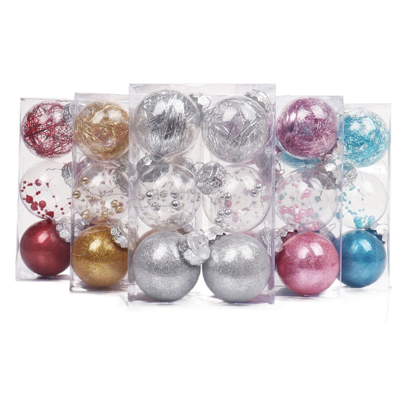 Christmas supplies PET transparent Christmas ball plastic ball Christmas ball gift box Christmas tree decorations hanging pieces