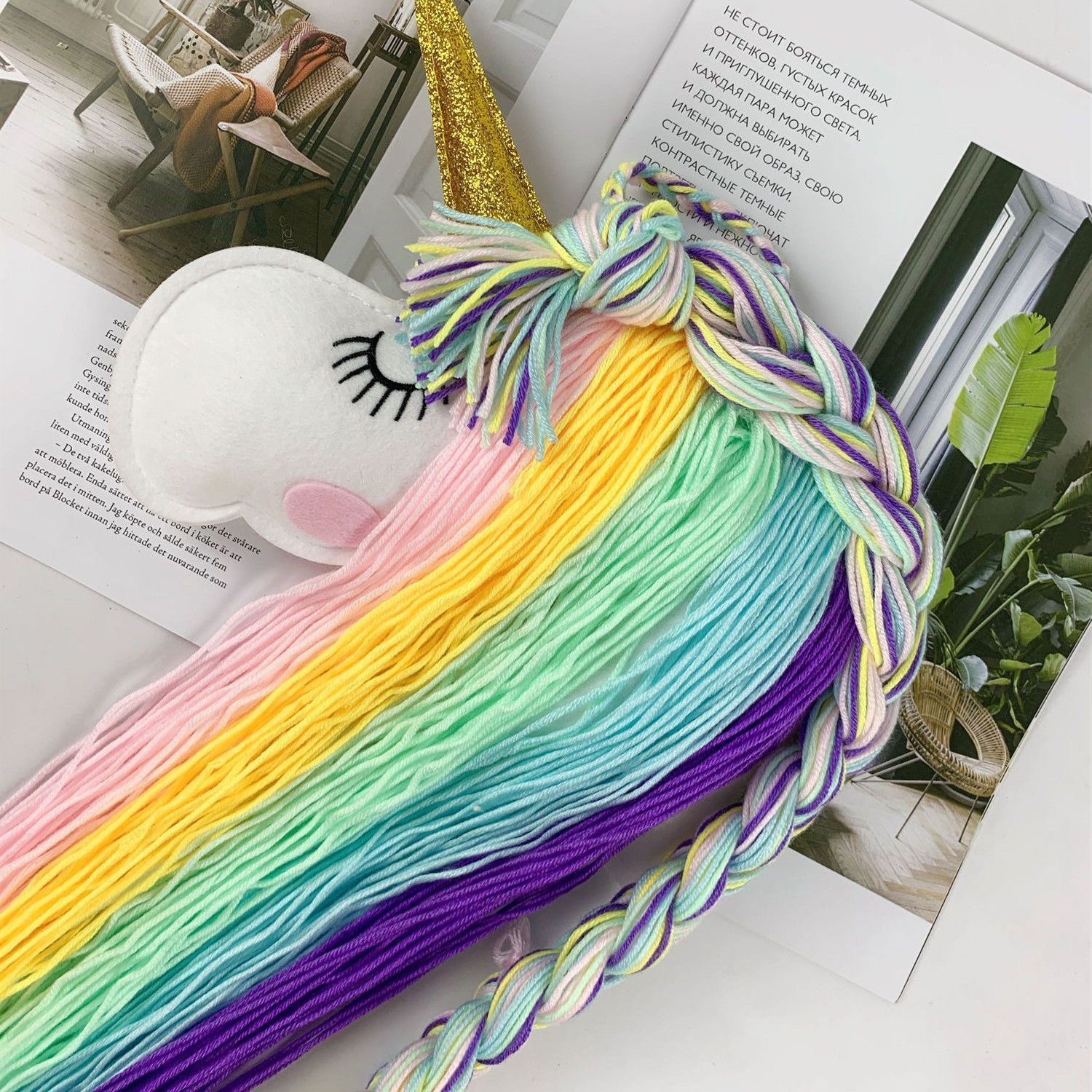 Picture of Rainbow Decoration Ins Unicorn Pendant Home Kidsren's Room Decoration Pendant Hand-Woven Rainbow Pendant Wall Decoration