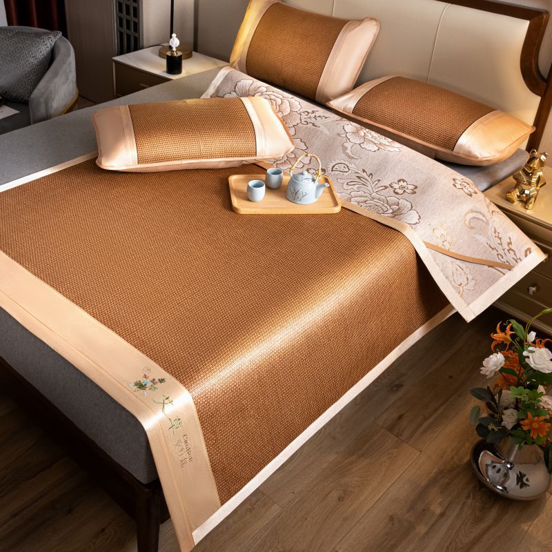 Picture of wormwood mat bamboo mat 2025 new summer ice silk rattan mat student dormitory single straw mat baby available mat