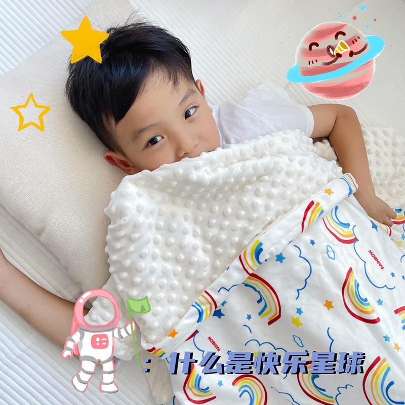Picture of Children's Air Conditioning Quilt Doudou Soothing Small Hair Sleeping Blanket Washable Baby Lunch Break Quilt Four Seasons Sofa Blanket Cover Blanket