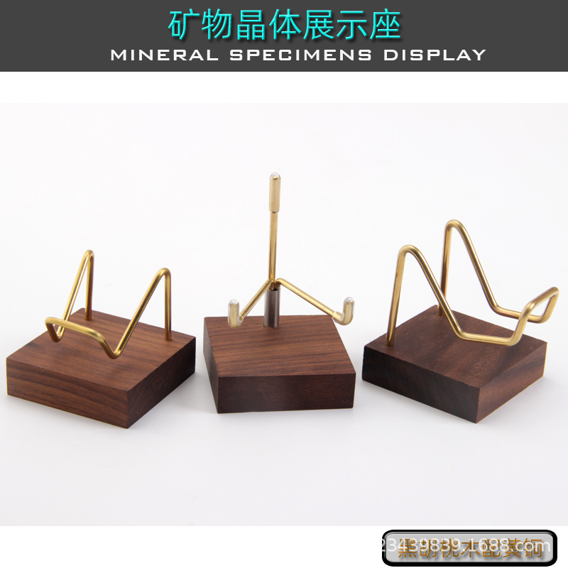 Factory new design walnut with copper jewelry display stand crystal mineral logo crystal mineral jewelry rack
