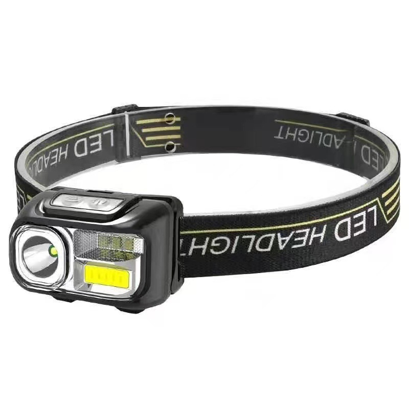 Cross-border strong light long-range headlight LED wave induction charging Searchlight head-mounted flashlight outdoor night fishing lamp