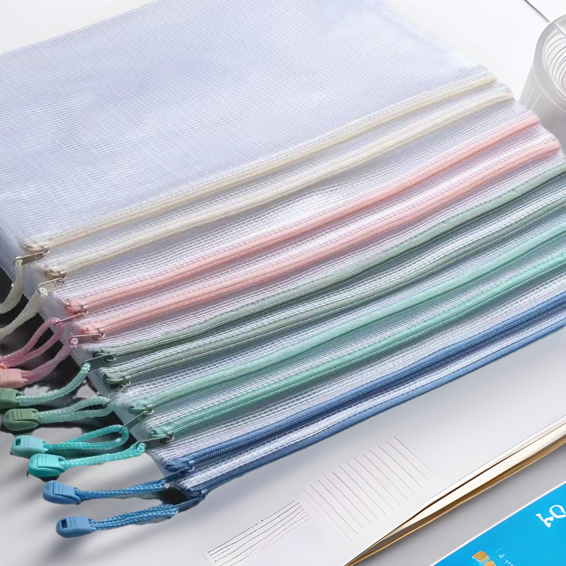 Grid File Bag A4 with Label Test Paper Bag Data Storage Bag File Bag Pvc Custom Test Paper Storage