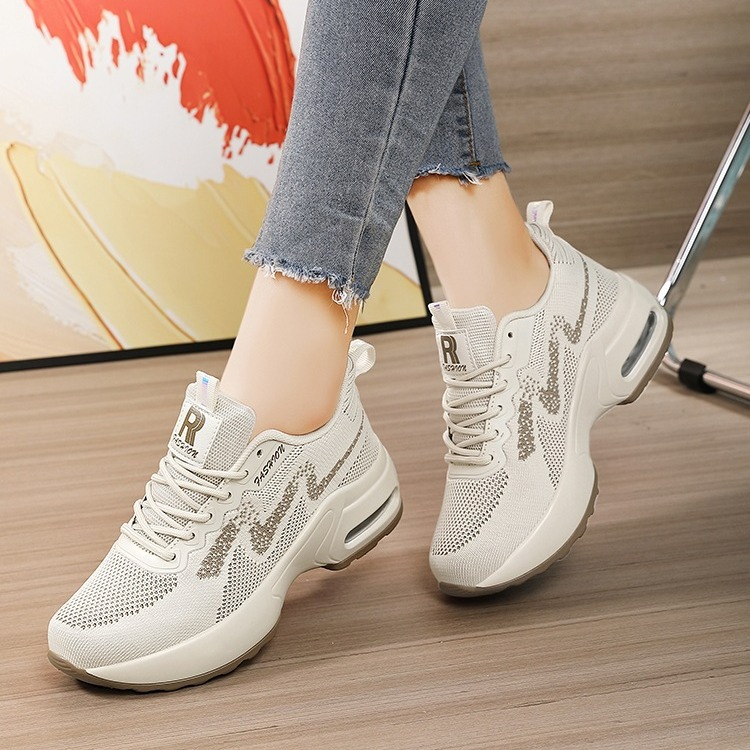 Cross-Border Slimming Women's Shoes, Thick-Soled Air-Cushion Shock-Absorbing Casual Shoes, Breathable Soft-Soled Inner Heightening Sports Shoes, Non-Slip Running Shoes
