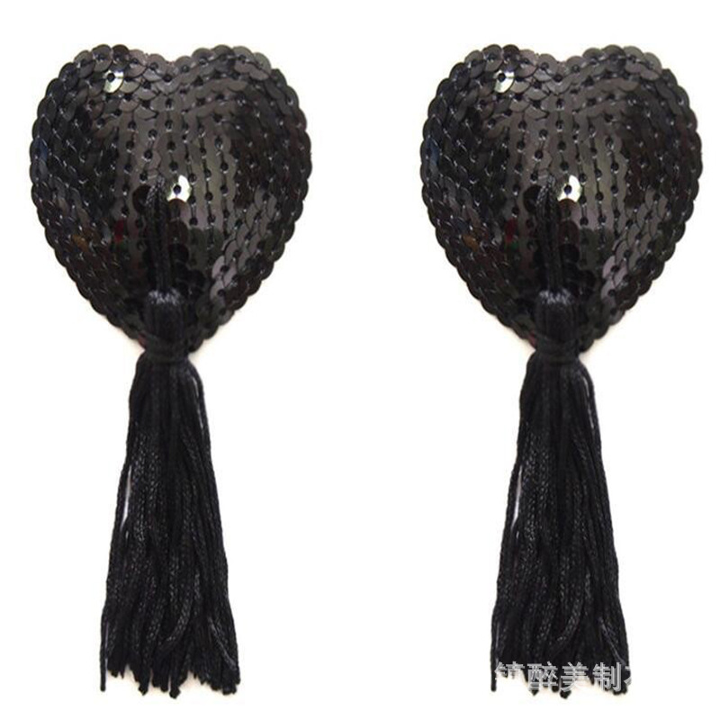 Picture of Sexy tassel heart-shaped sequin breast paste sexy underwear accessories sexy anti-exposure seamless sexy lingerie blood drop